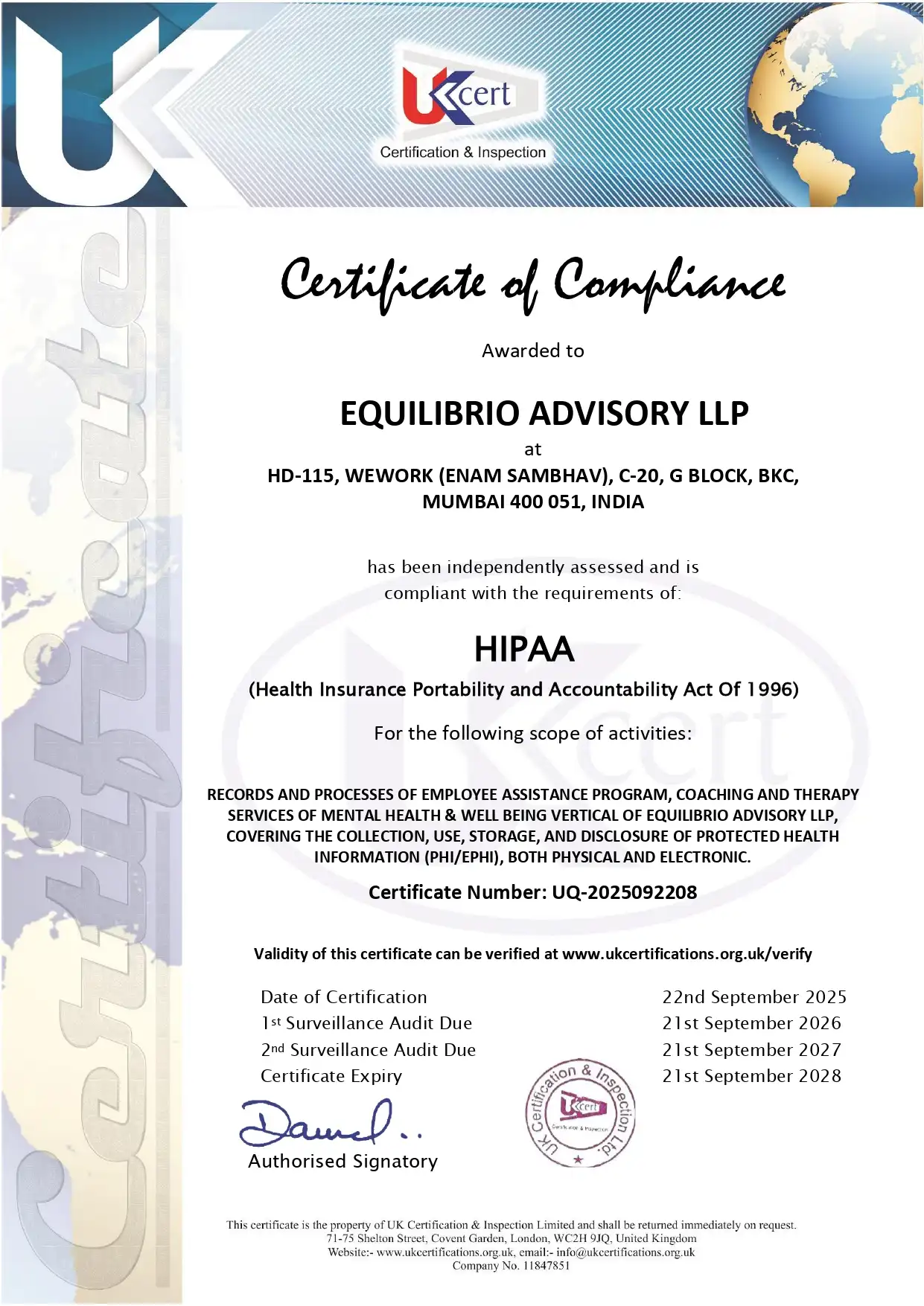 EQUILIBRIO ADVISORY LLP HIPPA UQ-2025092208 - 26th Sep 2025