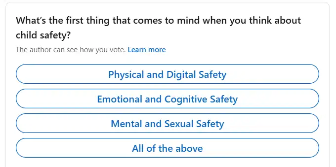 Whats the first thing that comes to mind when you think about child safety