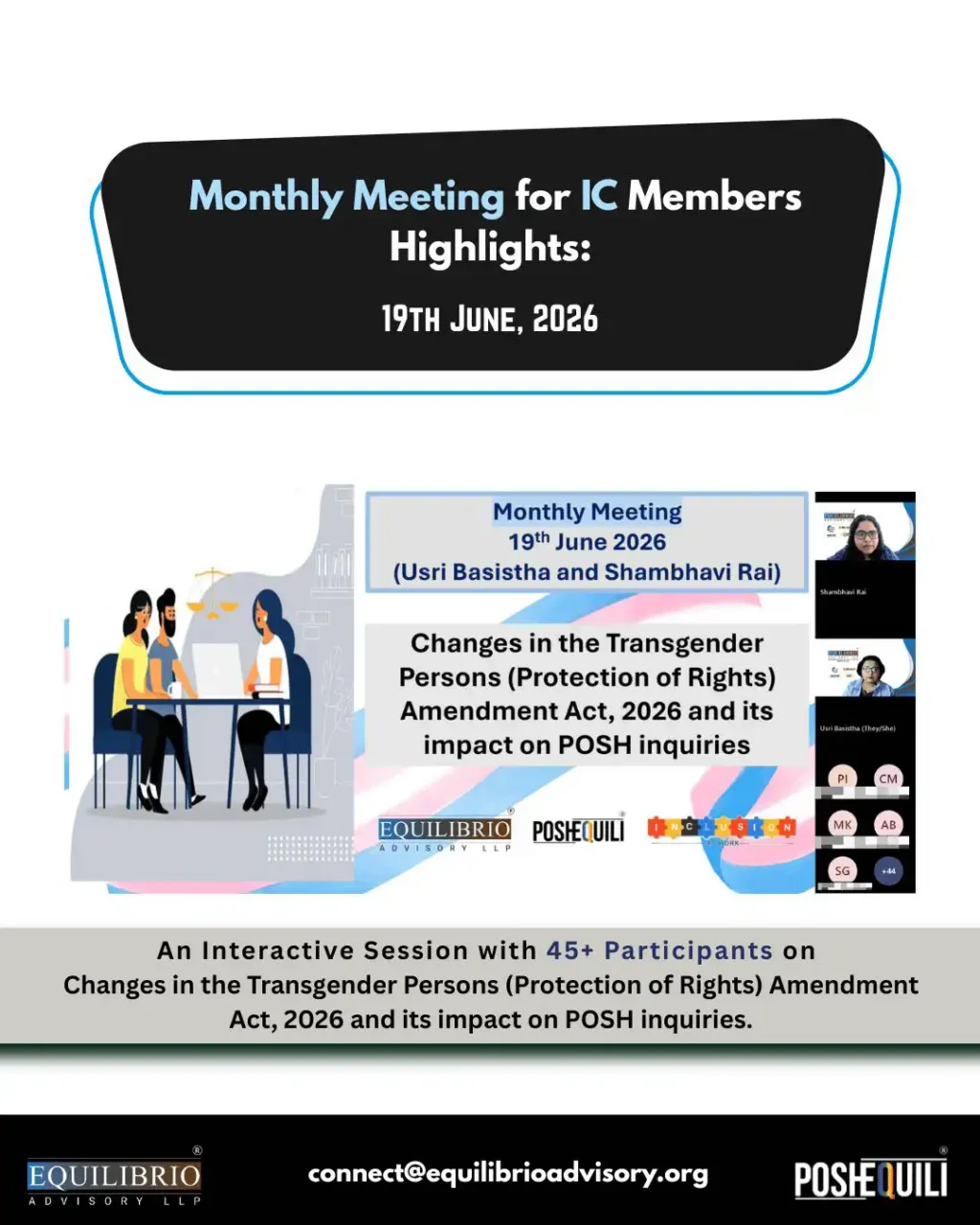 This months monthly meeting that carries the expertise of our verticals Poshequili Inclusion at Work brought IC members together 26th june 2026