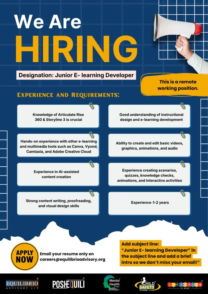 Junior E Learning Developer 23rd october 2026