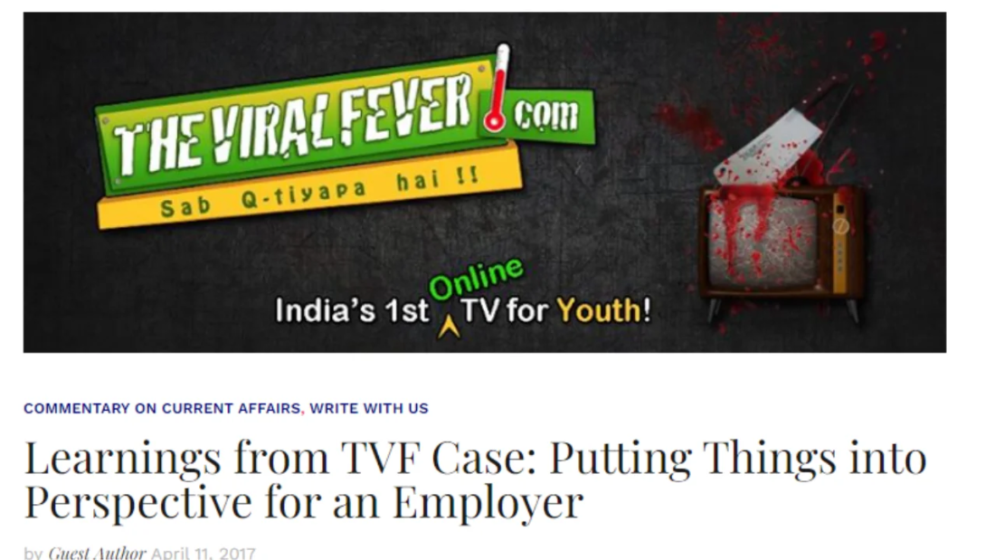 Learnings from TVF Case Putting Things, into Perspective for an Employer