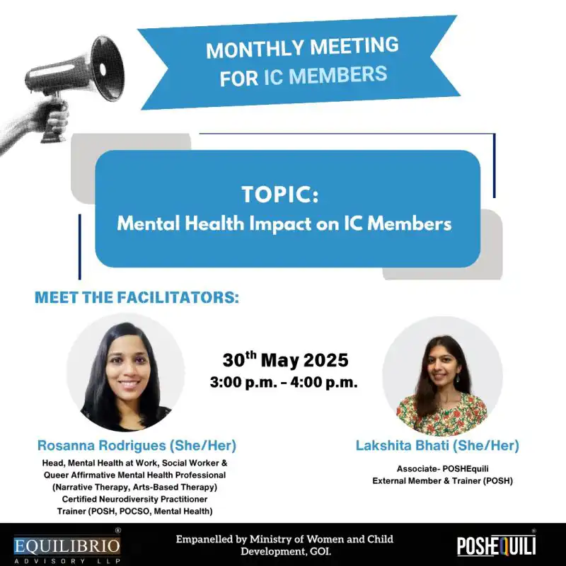 POSHequili and mentalhealthatwork verticals of Equilibrio Advisory LLP 16th May 2025