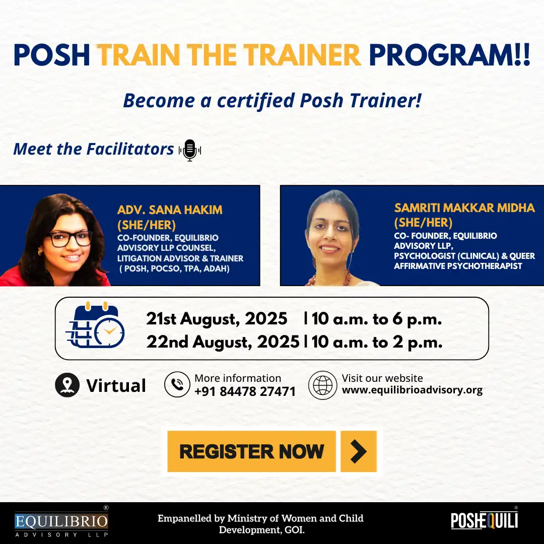 Train The Trainer POSH Workshop August 2025 17th July 2025